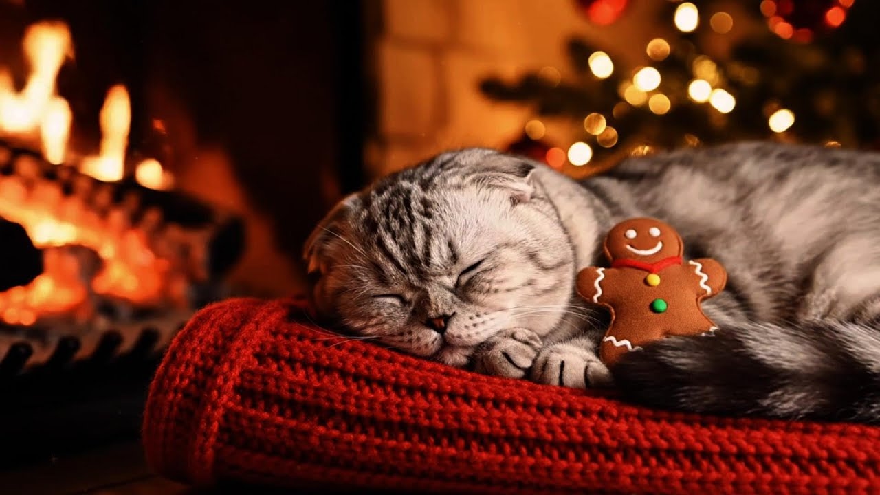 🎵 12 Hours LIVE Relaxing Music for Cats 🐱 Stress Reducing Cat Sounds with Cozy Fireplace & Purring 🔥