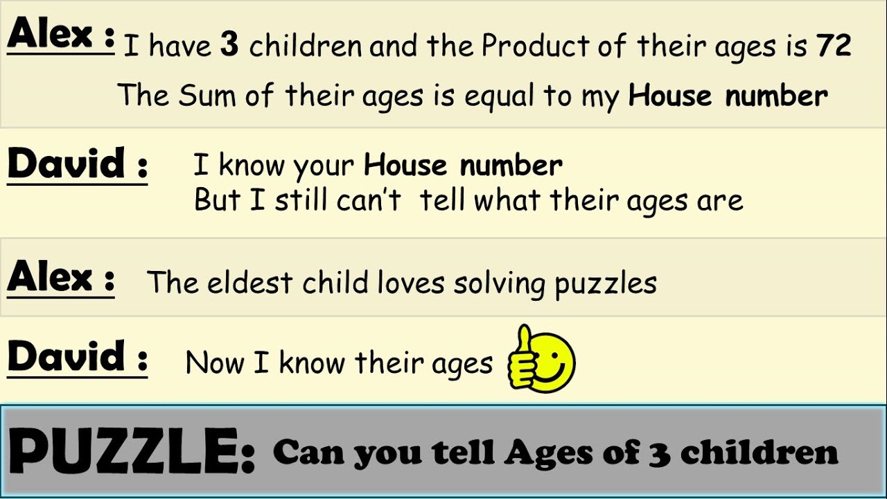 3 Children Ages Puzzle || Brilliant puzzle