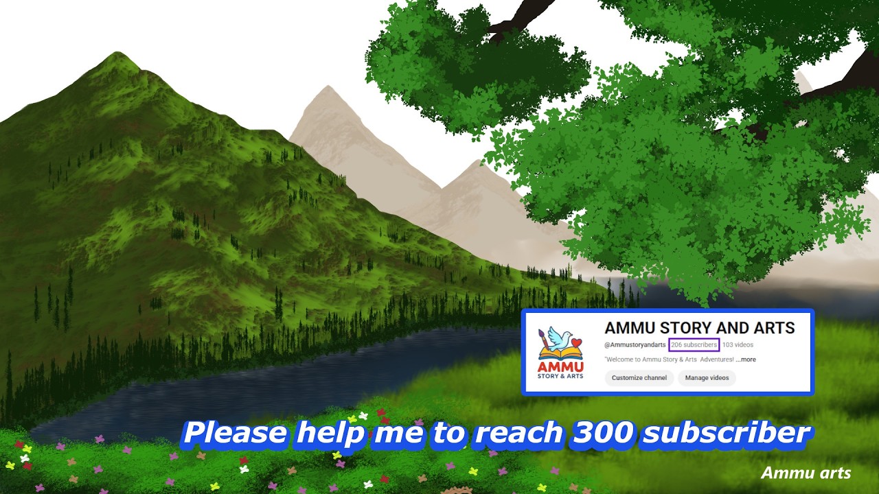 Mountain top  nature view || how to paint in Krita || Digital Art Process 🎨 || @Ammustoryandarts