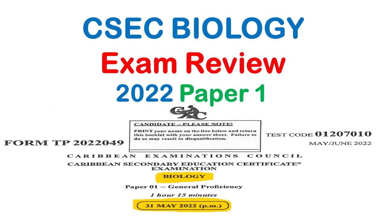 CSEC 2022 Biology Paper 1 with explanations
