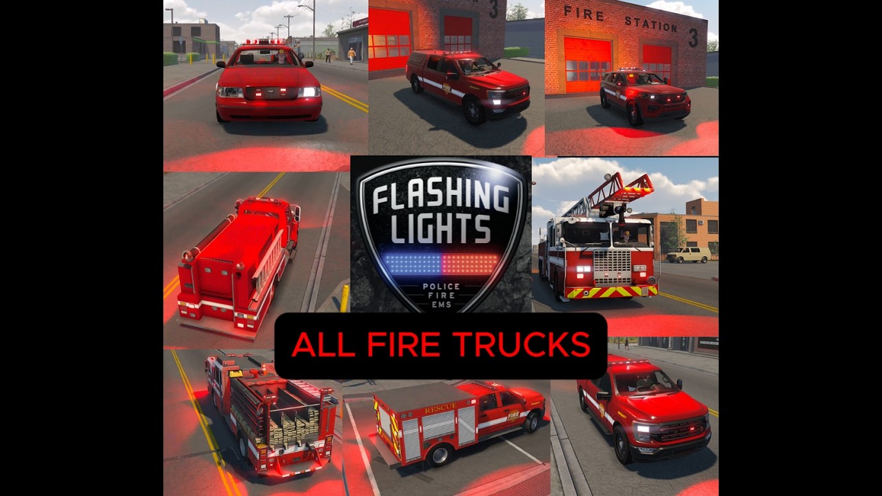 ALL Fire trucks and Fire cars showcase DEFAULT & DLC (flashing light) unless i missed one...