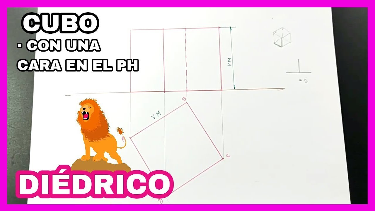 DIÉDRICO - cubo 🧊con una cara en el plano horizontal (PH)💥