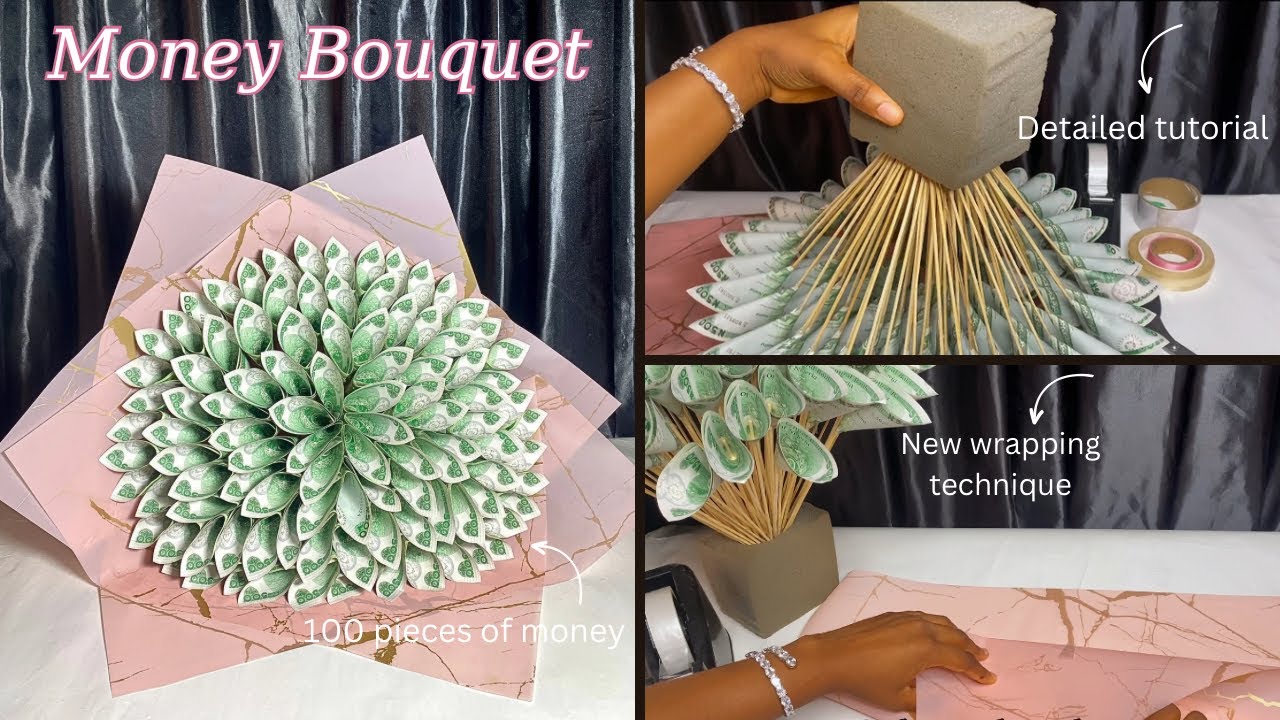 How to make money bouquet with easy wrapping step / Bouquet wrapping tutorial / Money bouquet ideas