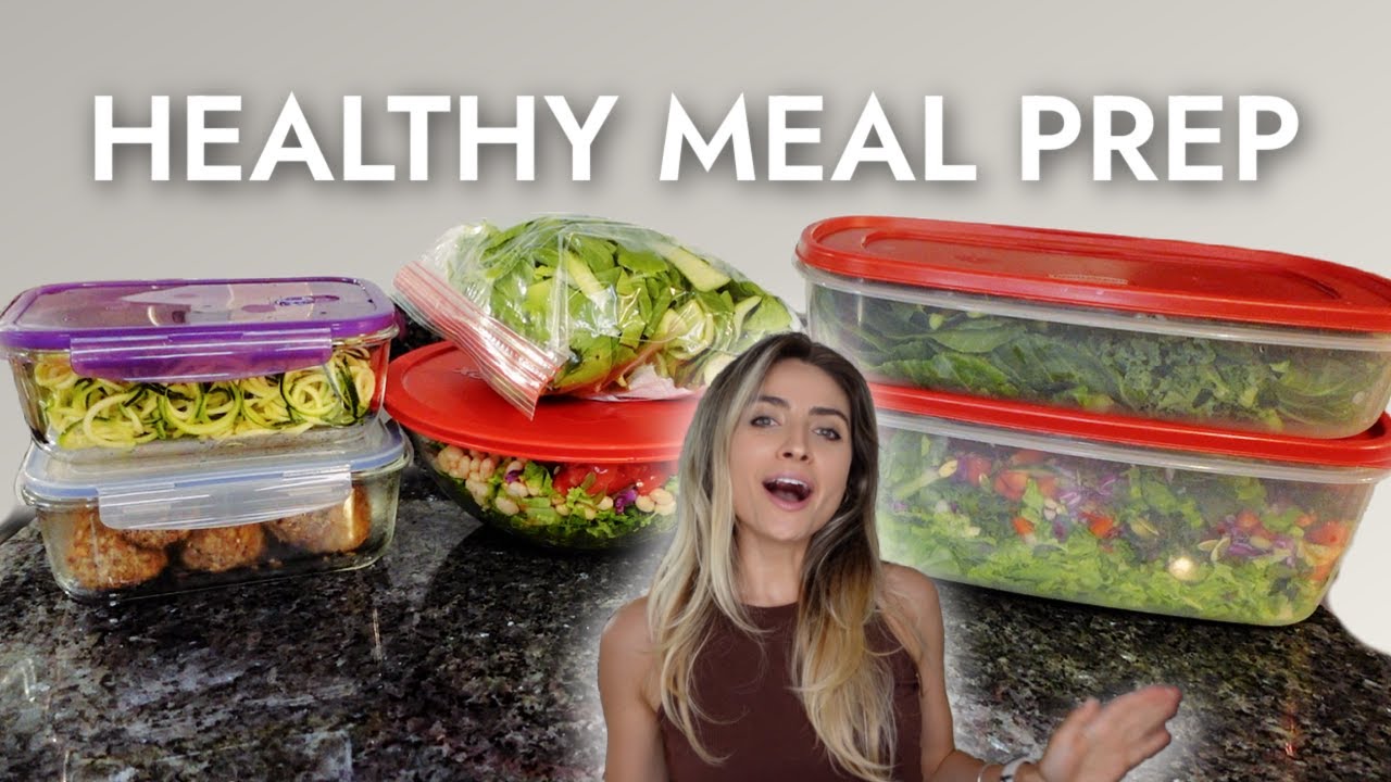 HEALTHY MEAL PREP FOR THE WEEK! Huge Salads, Tofu Meatballs and Zucchini Noodles!