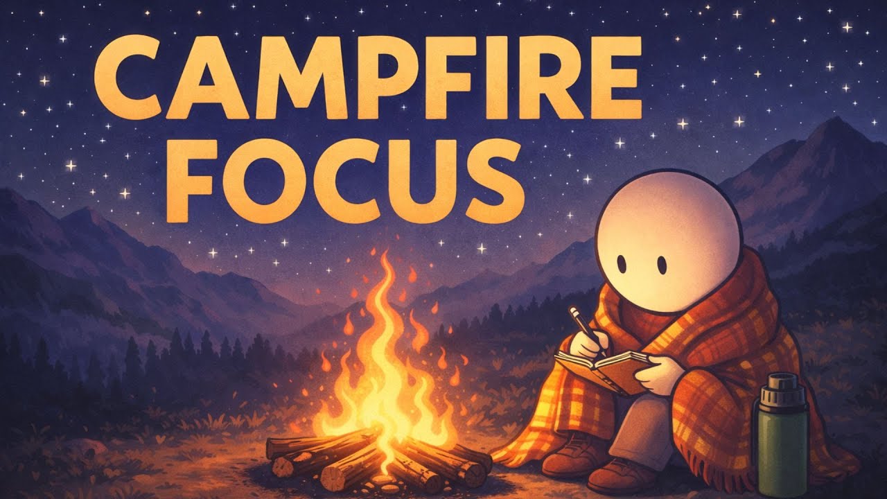 🔥 CAMPFIRE FOCUS – 2H Pomodoro Study with Crackling Fire & Night Air