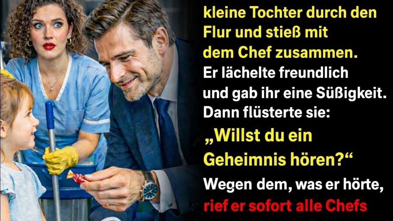 Während ich putzte, rannte meine kleine Tochter zum Chef, stieß ihn an und sagte etwas. Dann …
