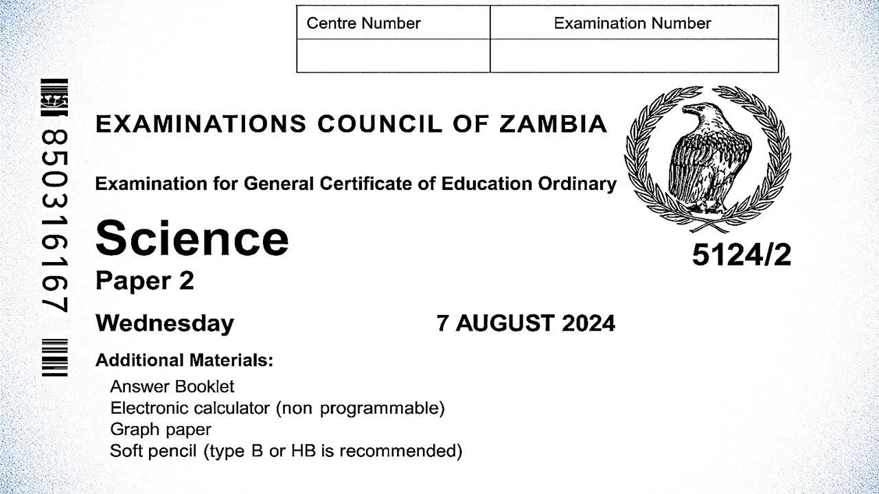 2024 GCE Science Paper 2 ECZ past paper revisions  (NEW)