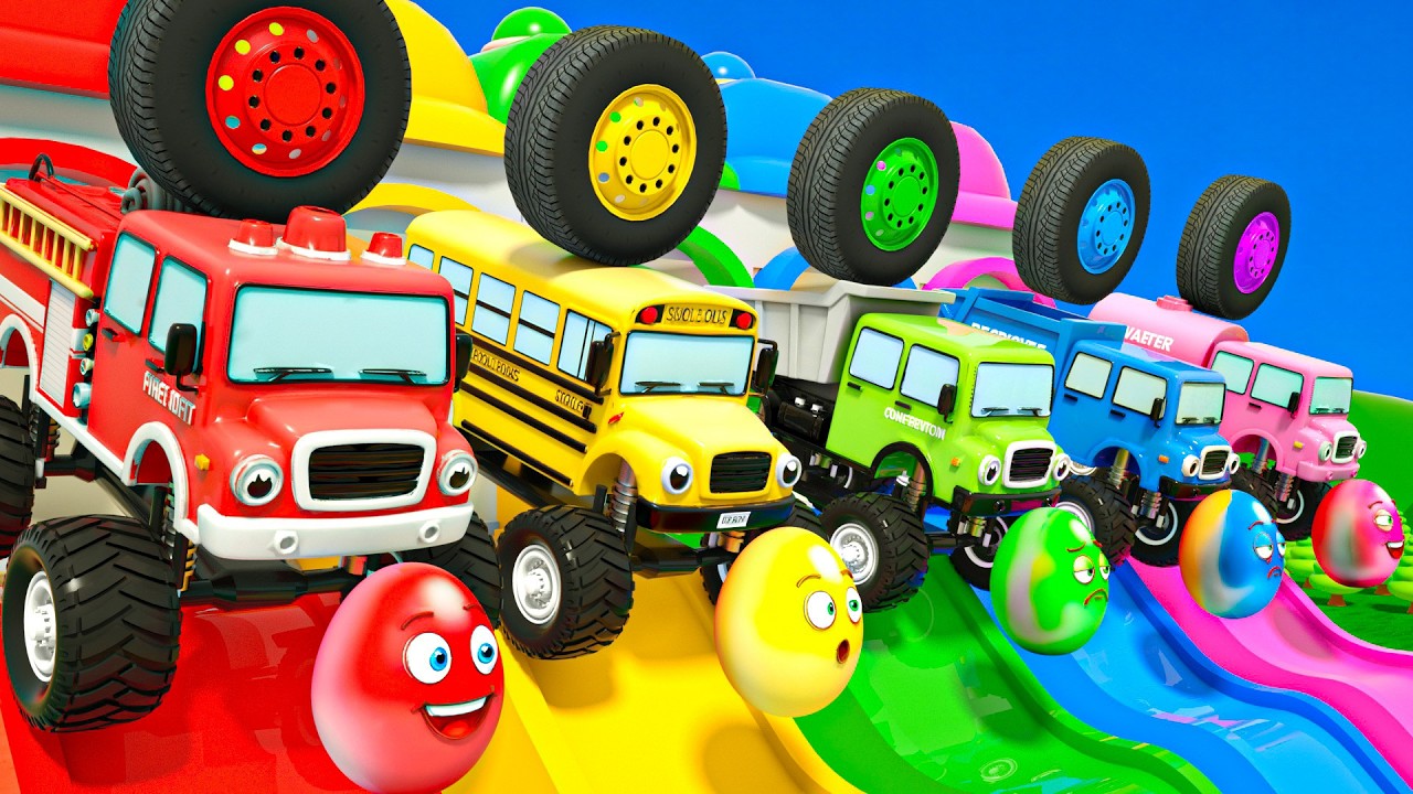 Tiburón Bebé Du Ru + Las Ruedas Del Autobús-escucha canciones y aprende colores-Canciones infantiles