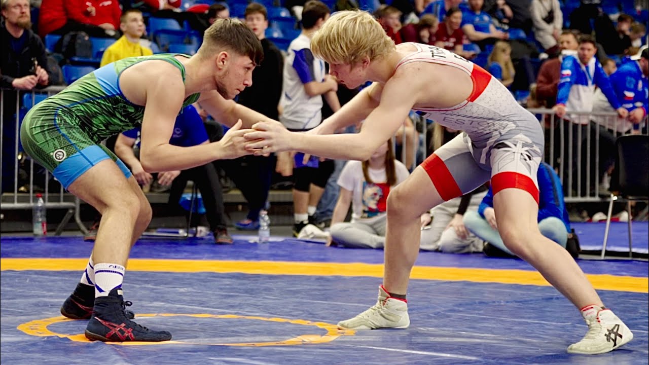 U15 Rain Tigas (EST) vs Petko Sarakostov (BUL) 62kg. Freestyle boys youth wrestling. B-cam-man