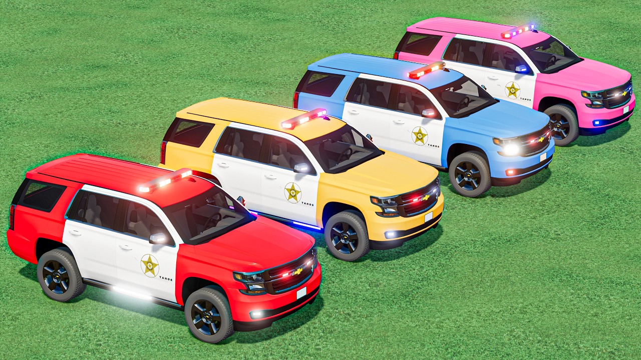 TRANSPORT POLICE CARS VEHICLES CHEVROLET vs PARKING CHALLENGE with TRUCKS ! FS22