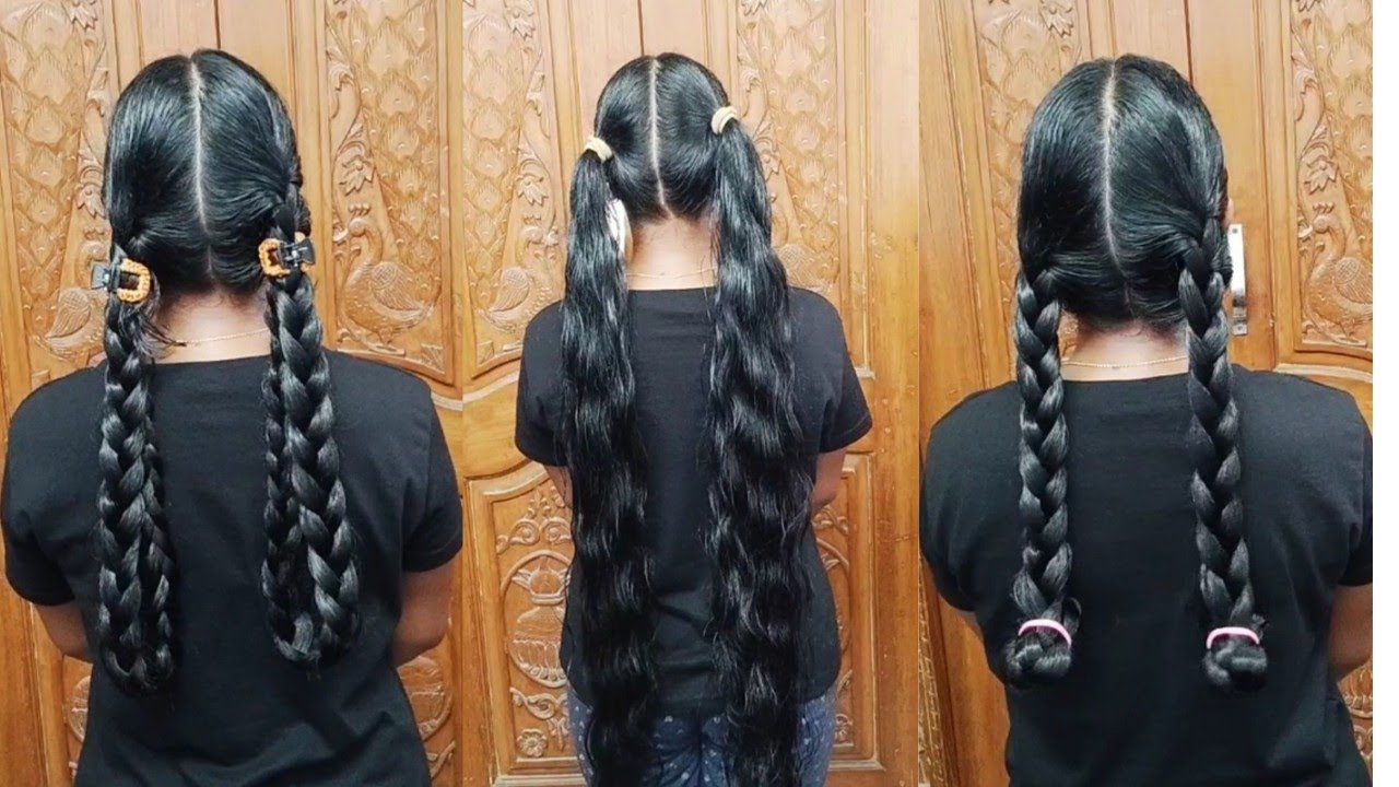 Oiling hair and combing front facing 9 twinbraids #hairstyles #longhair To buy wtsap+91 9154004797