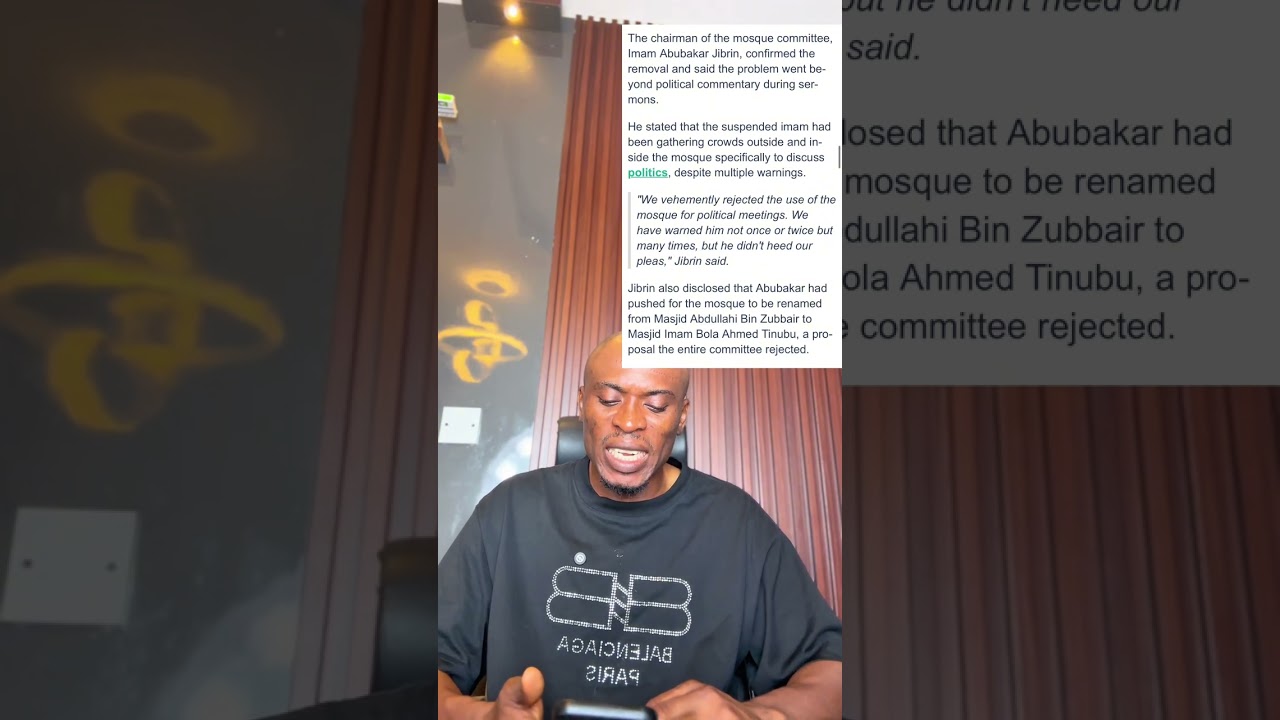 NORTHERN MUSLIM CLERIC REMOVED FOR CAMPAIGNING FOR TINUBU REELECTION DURING PRAYERS AT A MOSQUE