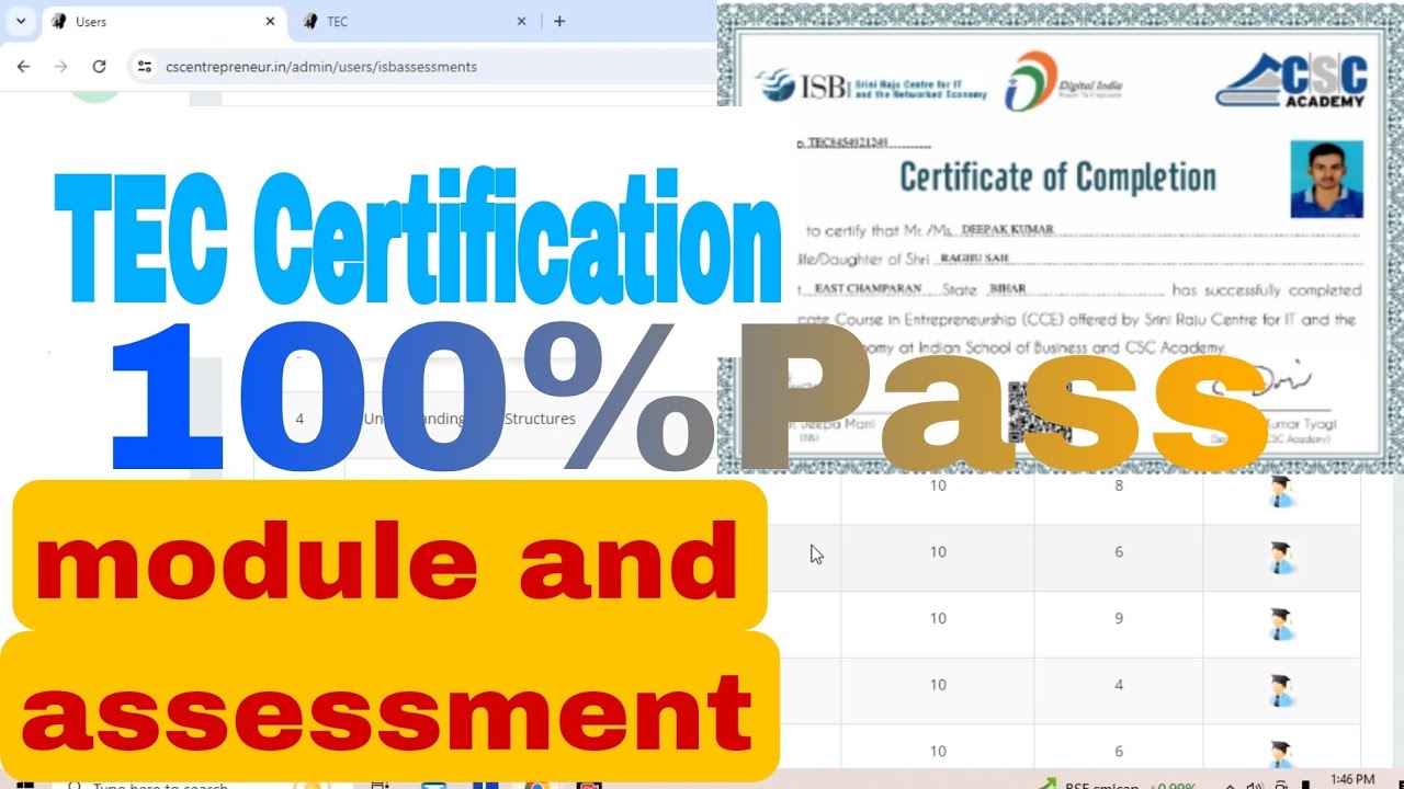 CSC TEC Exam Assessment Questions and Answers 2024 | Hindi and English | Complete 10 Assessment