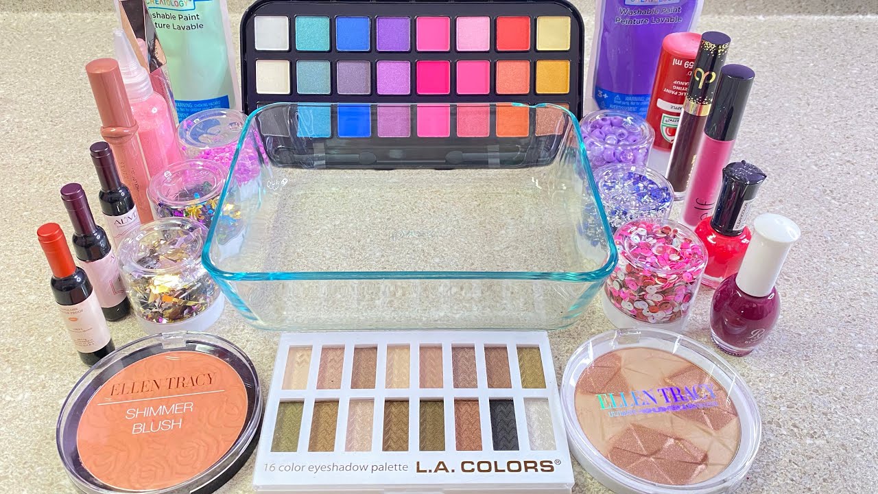 Mixing Eyeshadows & Random Thing Into Slime / Satisfying ASMR Videos.