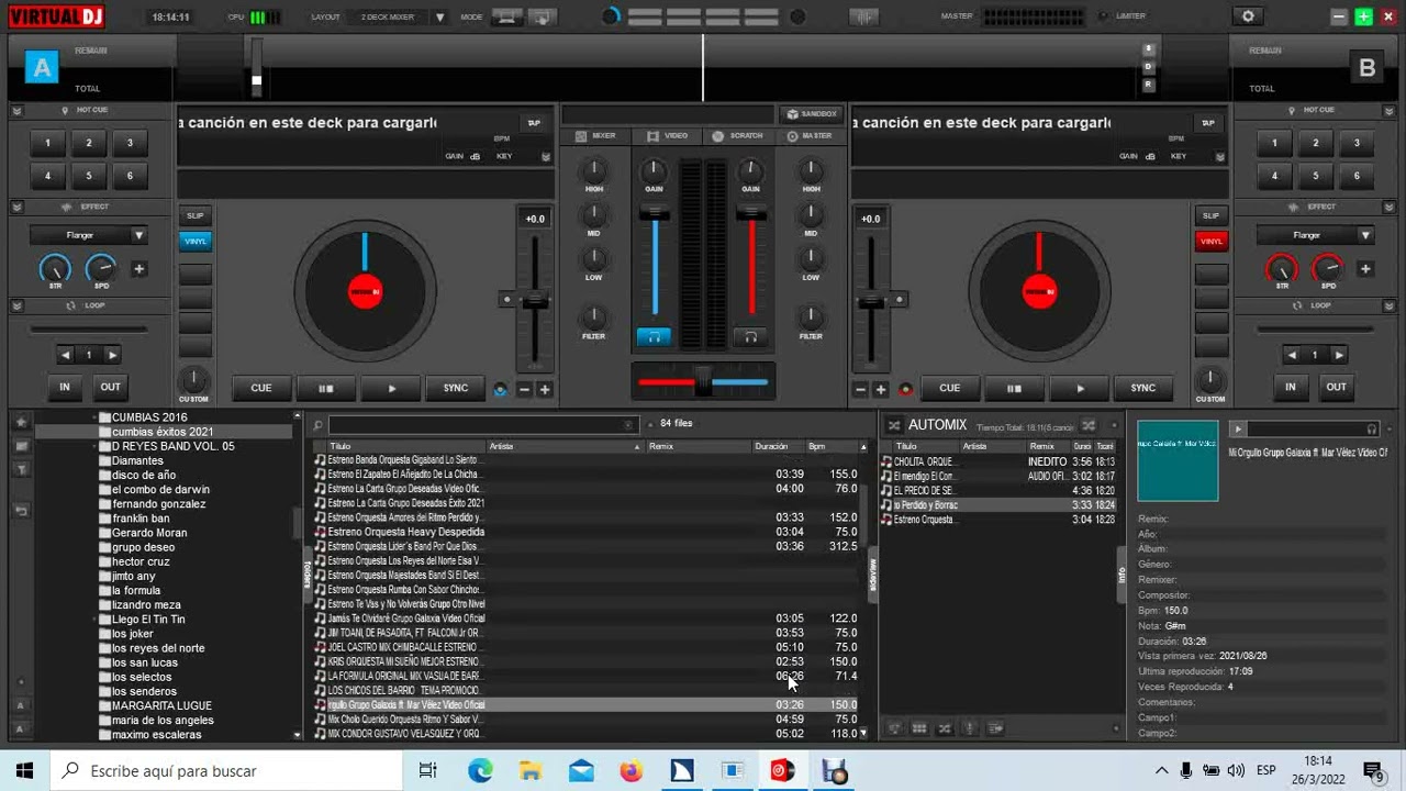uso del auto mix de virtual dj con JAWS