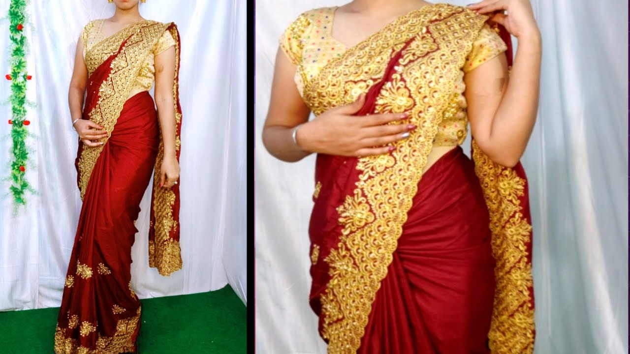 HEAVY SAREE DRAPING FOR SHORT HEIGHT WOMEN'S PERFECTLY|HEAVY STONE WORK SAREE DRAPING TUTORIAL|HINDI