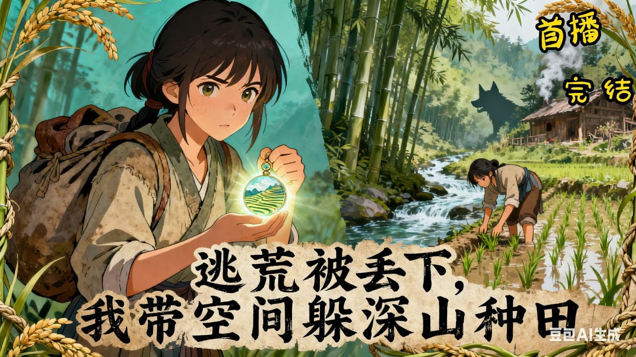 《逃荒被丢下，我带空间躲深山种田》空间+逃荒+种田+发家致富， 在大山里秋收冬藏，捡蘑菇，割蜂蜜，今天采人参，明天采灵芝。外面烽火连天，大山深处世外桃源。#有声漫画#种田#穿越#爽文#逃荒