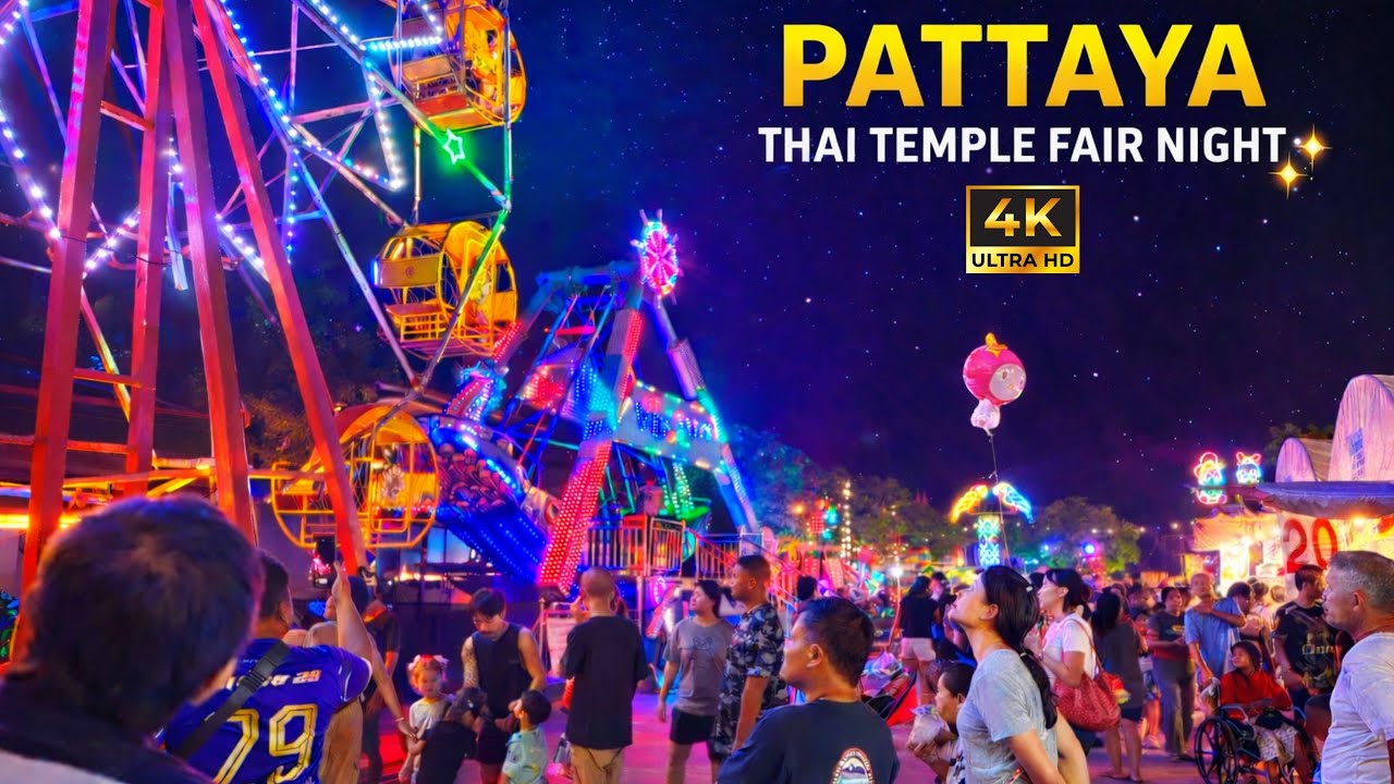 Pattaya Thai Temple Fair Night 🇹🇭🎡 | Local Festival You Can’t Miss