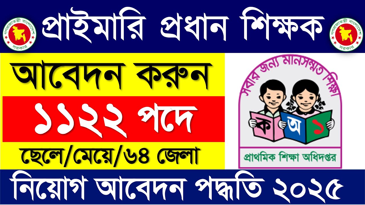 প্রাইমারি প্রধান শিক্ষক নিয়োগ ২০২৫ 🔥 আবেদন পদ্ধতি | Primary head teacher job Apply 2025