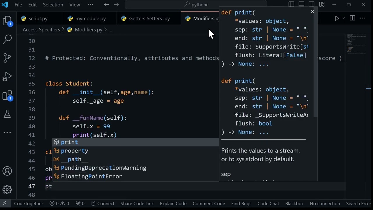 Access Specifiers/Modifiers | PYTHON