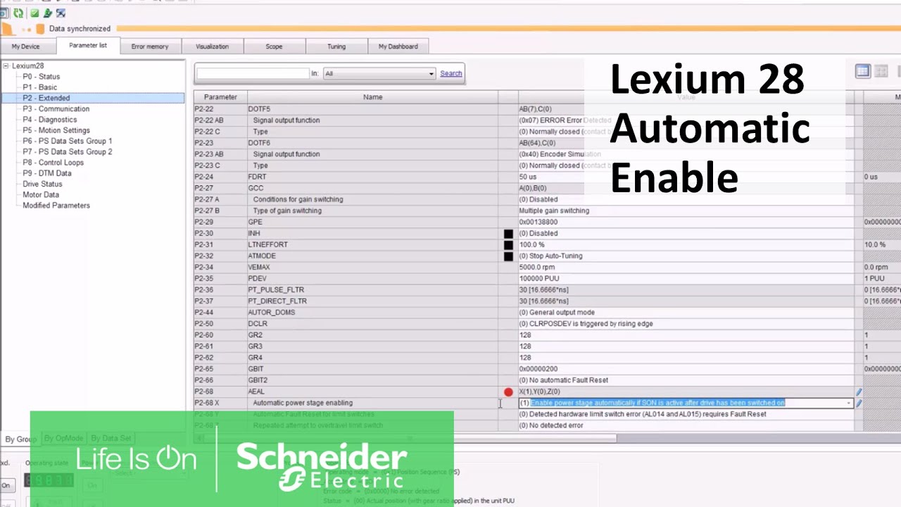 Configuring Lexium 28 for Automatic Enable on Drive Power-On | Schneider Electric Support
