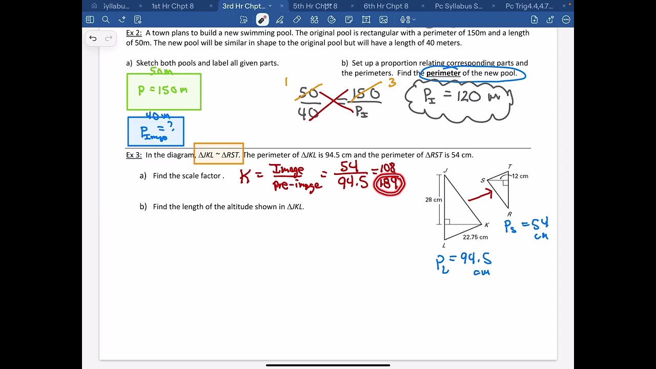 8.3 Part 1 Ratio of Perimeters of Similar Figures