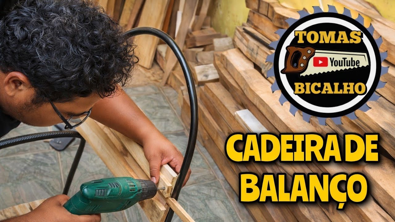 Projeto Com Paletes Cadeira de balanço de ferro ripada de Madeira! @tomasbicalho