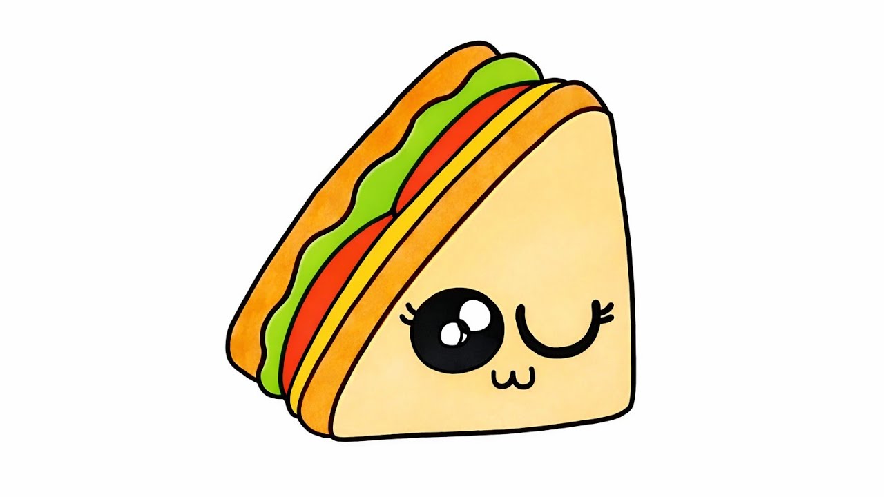  DRAW THIS CUTE SANDWICH IN 3 MINUTES #artforkids #kidsdrawing #howtodraw #kidart #kidfriendlyart 