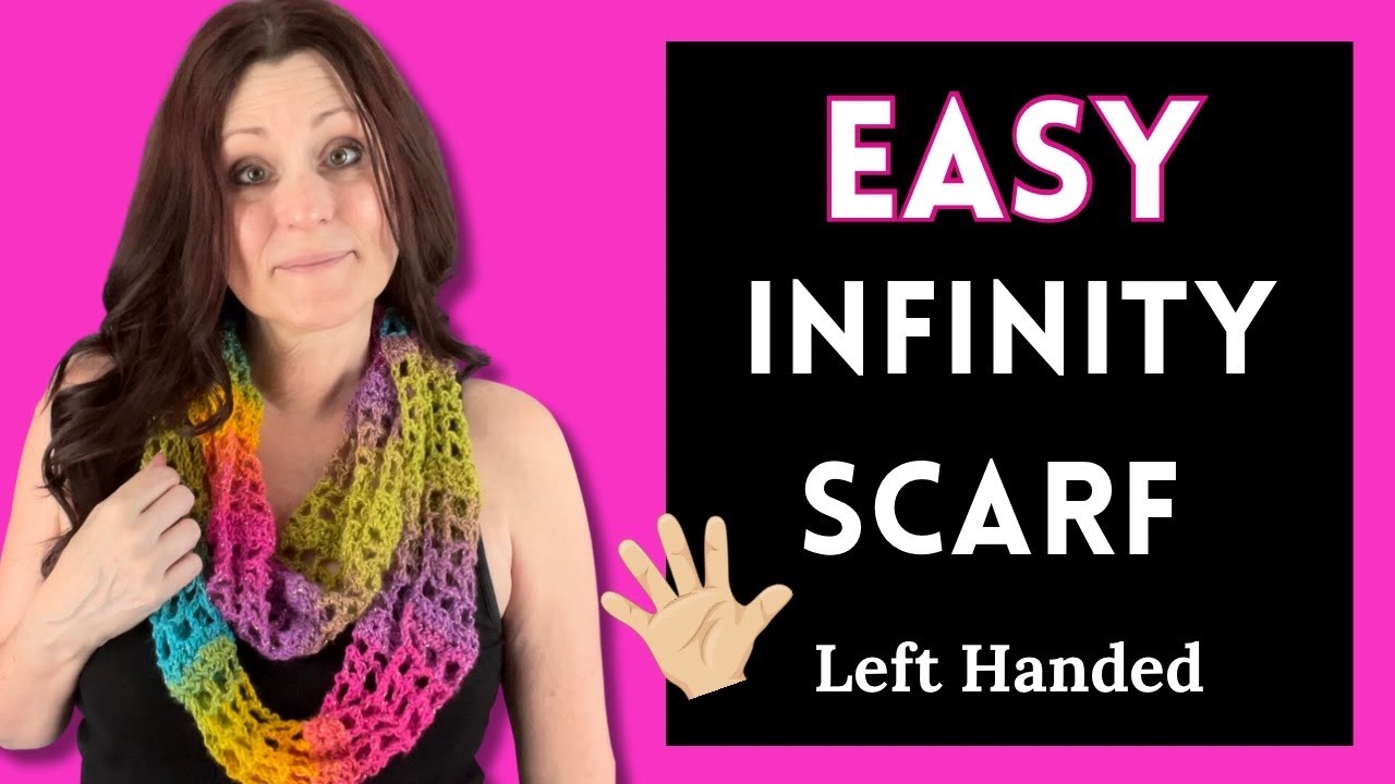 LEFT HANDED CROCHET INFINITY SCARF FOR BEGINNERS w/ HOBBII YARN