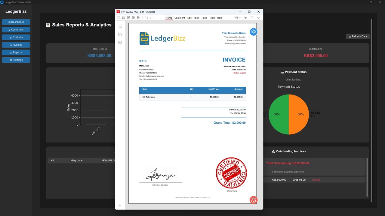 Best FREE Offline Invoicing Software for Small Business 2026 - LedgerBizz 2.0.0