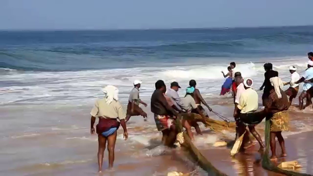 Traditional Fishing at shankumugham beach, Trivandrum, Kerala India
