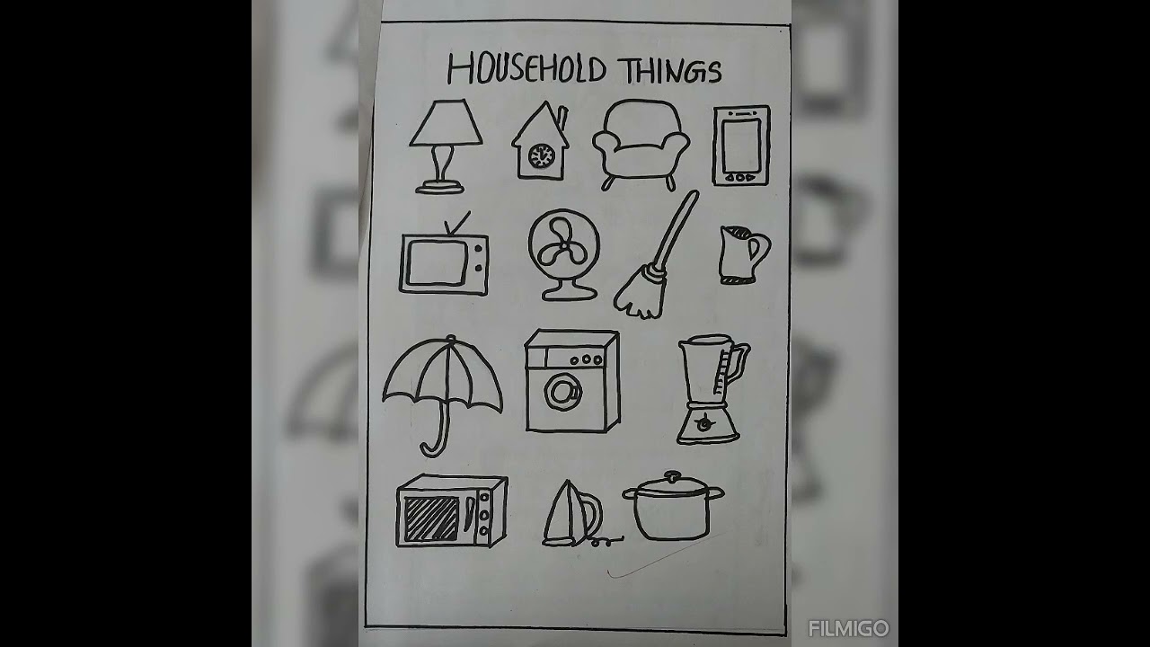 How to draw HOUSEHOLD THINGS