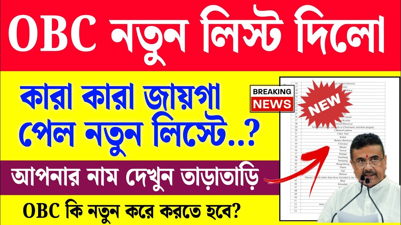 WB OBC New List | OBC Case Update | OBC Certificate News | OBC Certificate Apply Online | OBC Update