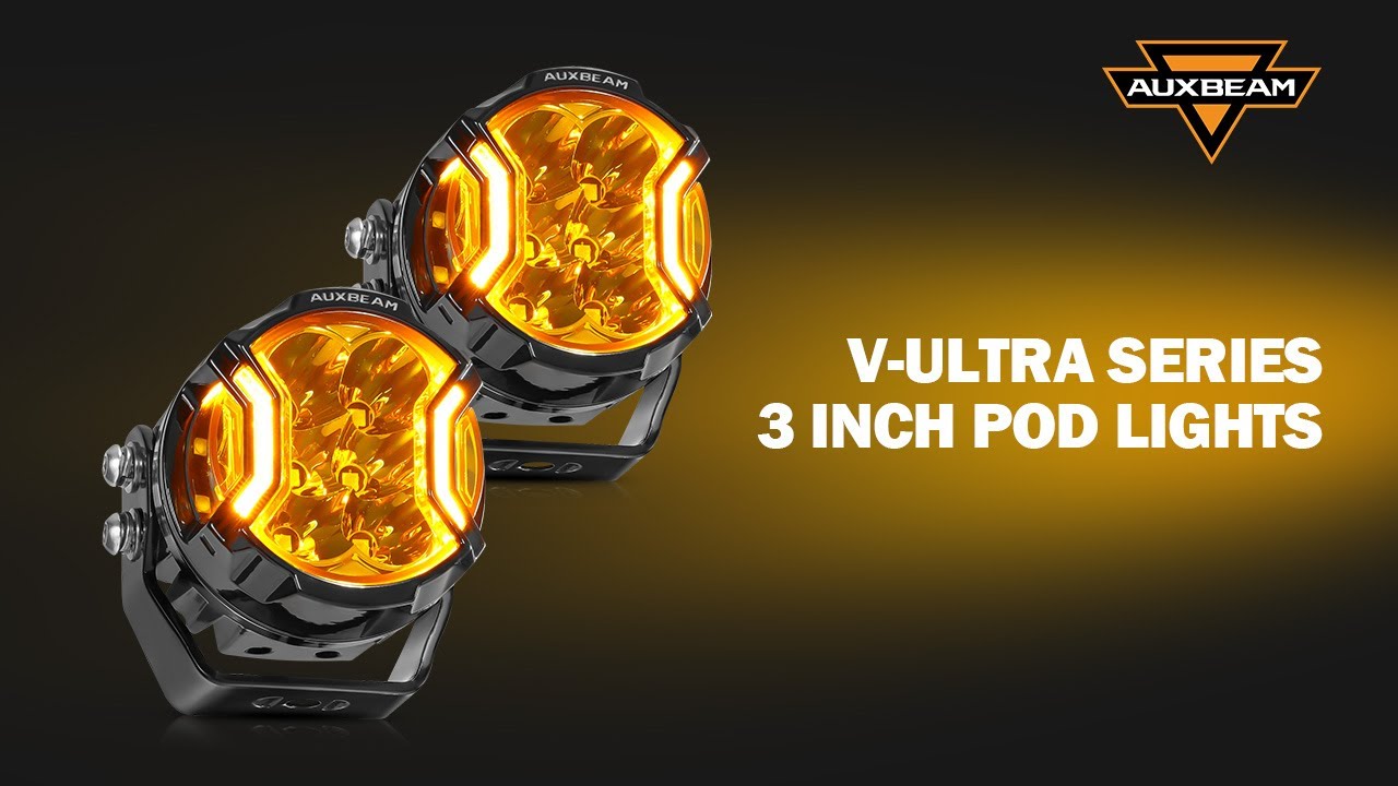 Auxbeam&reg; V-ULTRA Series 3 Inch 108W LED Side Shooter Amber Pod Lights with Amber DRL