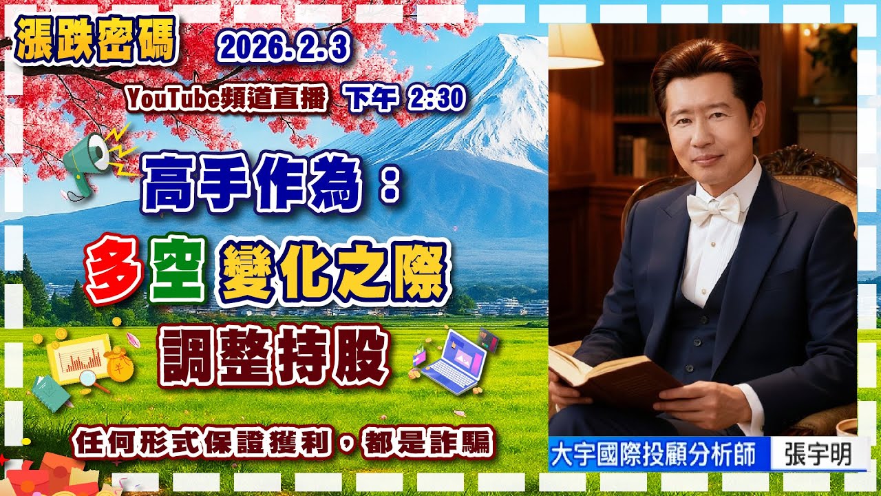 2026.2.3 張宇明台股解盤   高手作為：多空變化之際，調整持股【#張宇明分析師】
