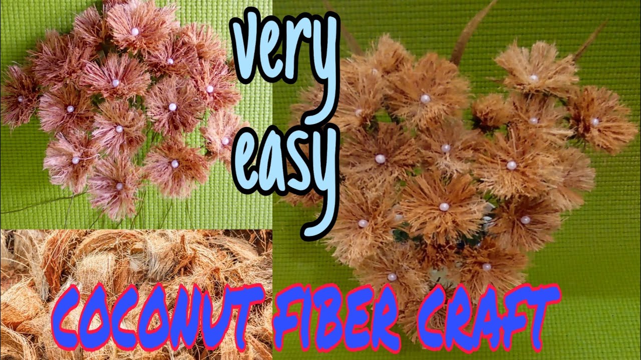 Coconut fiber craft I Flower making I Best out of waste coconut fibrers I DIY I Coconut fiber flower