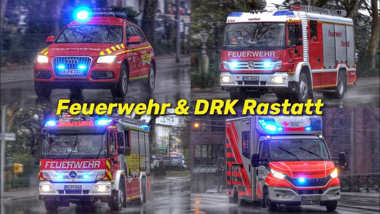 [GASGERUCH] Einsatzfahrten Freiwillige Feuerwehr Rastatt + DRK zu Gasgeruch | HLF, KdoW, LF, RTW