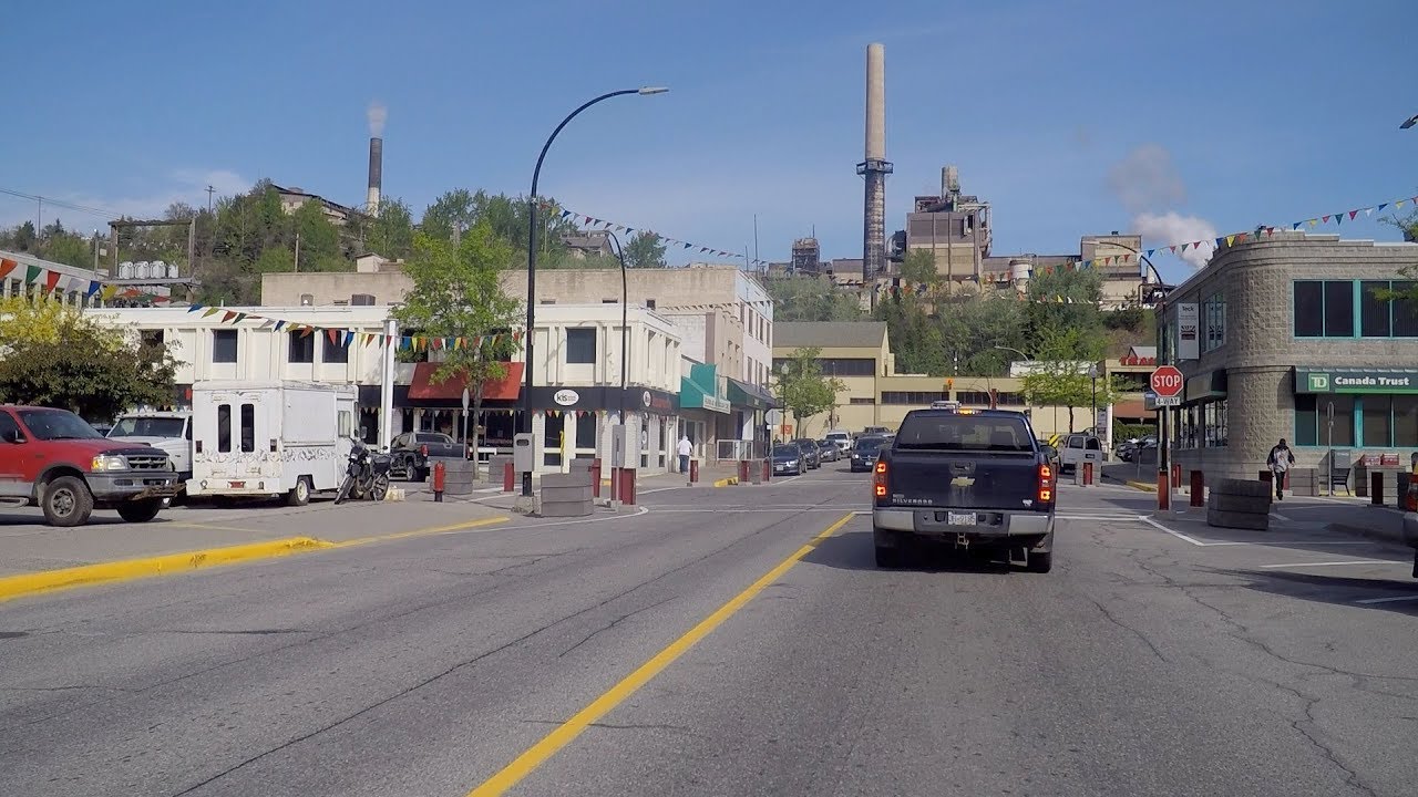 Trail BC Canada. Driving in the City & Downtown Area. Life in the West Kootenay Region.