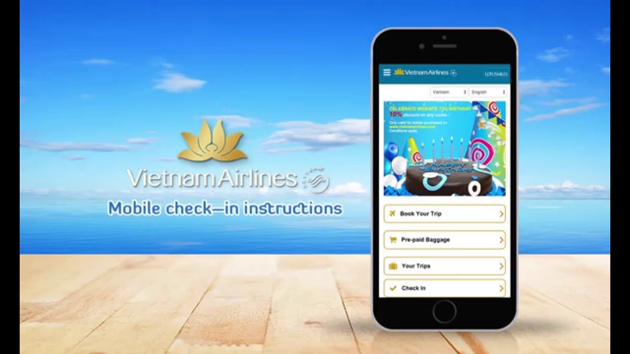 Vietnam Airlines - Instruction for check-in function on all Mobile devices