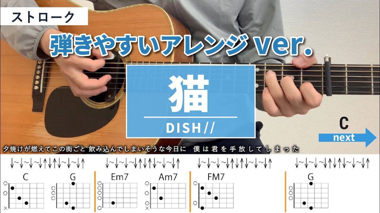 猫 / DISH//  - 弾き語りギターコード【弾きやすいアレンジ・ストローク】