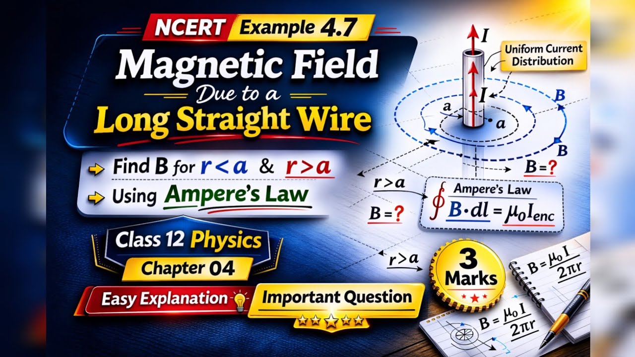 Magnetic Field Inside & Outside Current Carrying Wire | NCERT Example 4.7 | Class 12 Physics | Ch. 4