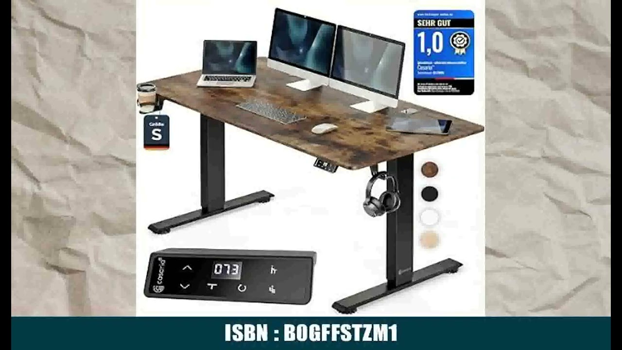 CasariaÂ® HÃ¶henverstellbarer Schreibtisch elektrisch 120 x 60 cm mit Wireless Charger & USB-C/A