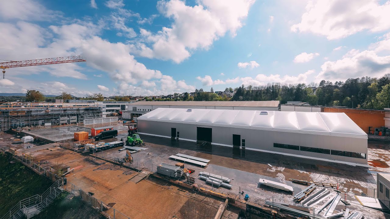 Aufbau Leichtbauhalle in Wernau | Bosch Thermotechnik | Zeitraffer