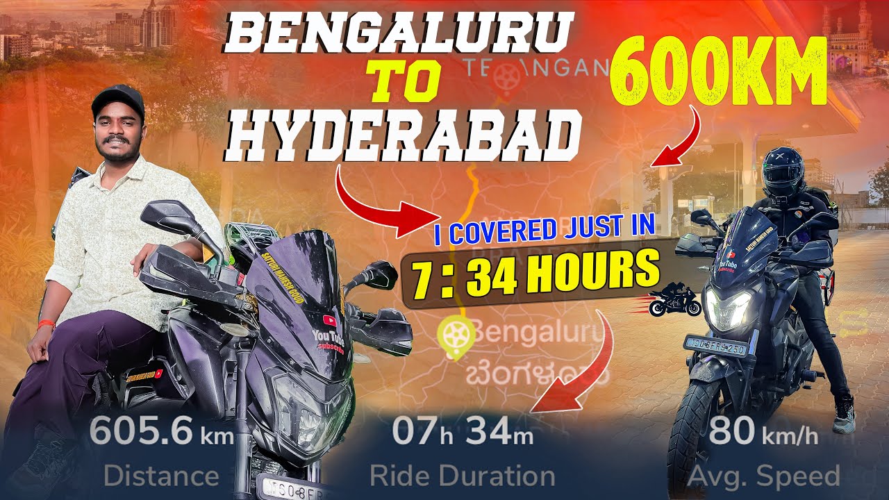 600 KM Nonstop Bike Ride | Bengaluru to Hyderabad in just 7 Hr 34 Min 🏍️🔥