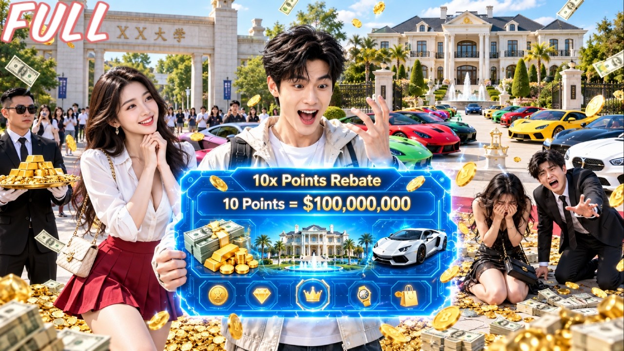 🔥Un livreur pauvre obtient un cashback&mdash;10 points = 100 M$, voitures, vengeance et reine du campus !