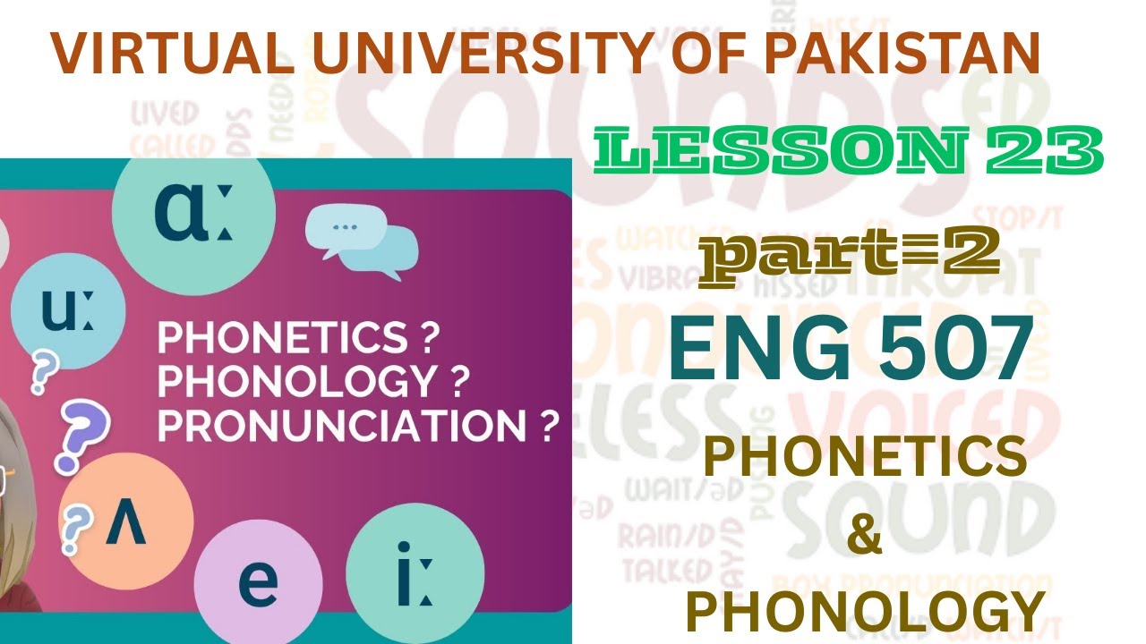 Eng 507| Lesson 23 Part-2 | Phonetics and Phonology| Virtual University of Pakistan