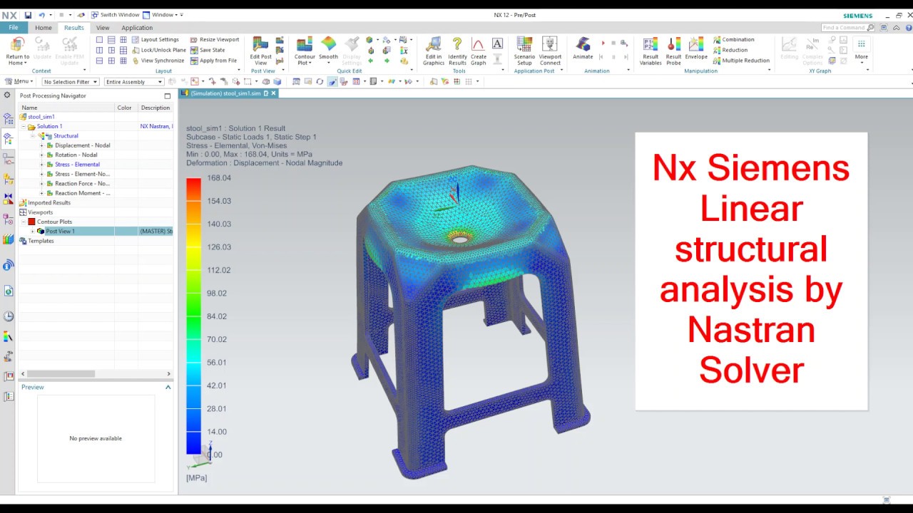 NX Siemens Basic tutorial  Linear structural stool analysis FEA Nastran Solver