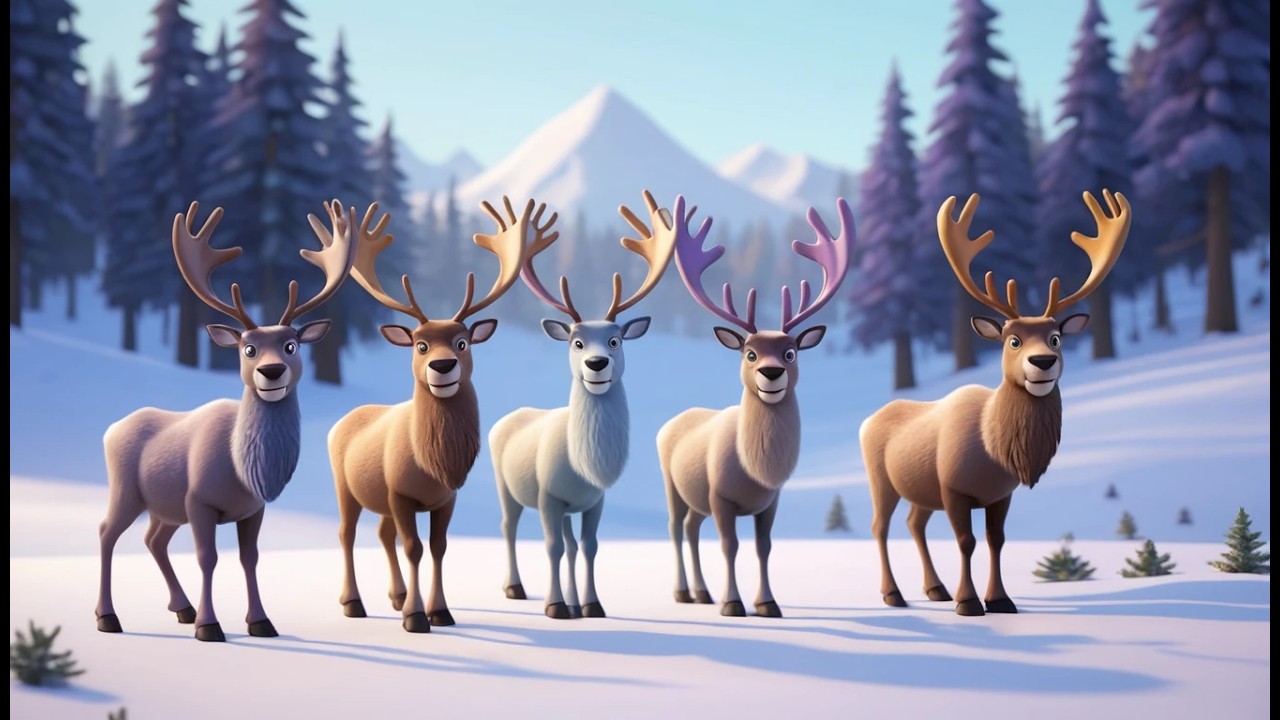 Five Little Caribou Trek Trek Trek | Arctic Adventure & Counting Song for Kids
