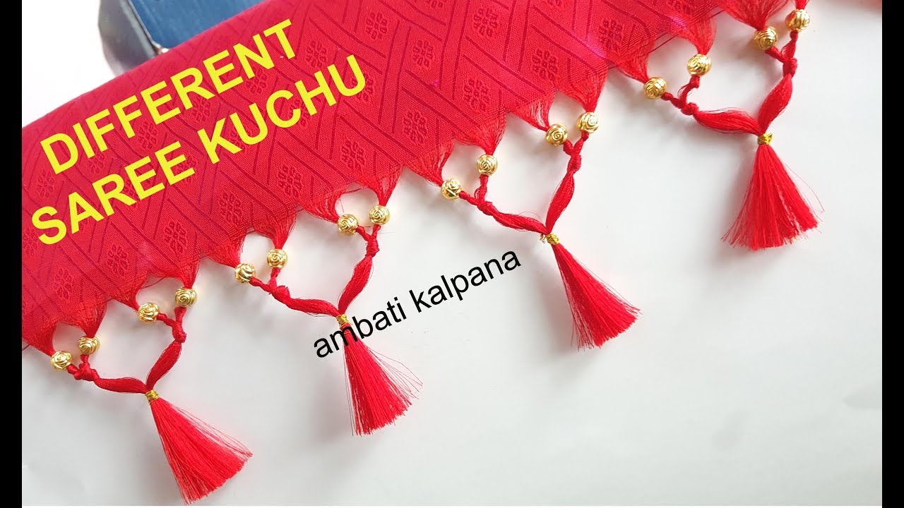 How To Make Saree Pallu Knots with Beads // New silk Saree Pallu Knots Design