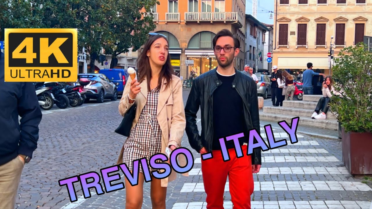 Treviso walking tour - beautiful evening, Ultra 4K , Italy